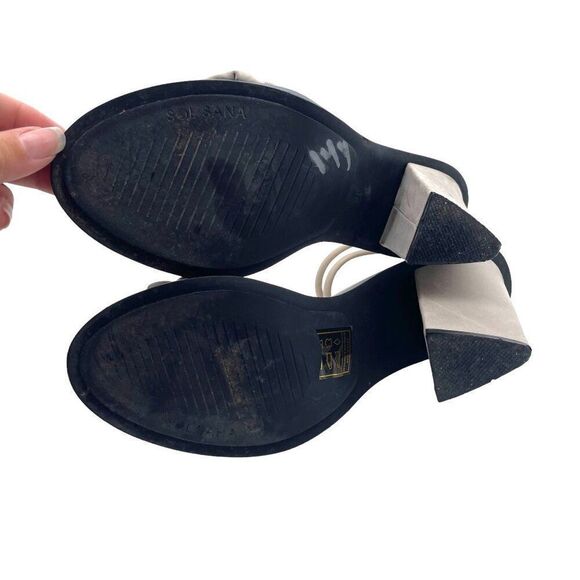 SOL SANA Oscar Leather Triangle Shaped Block Heel Sandals Sz 38 REVOLVE Strappy - Picture 8 of 11